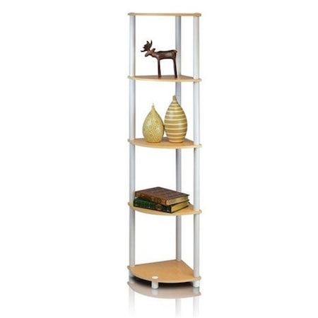 Furinno Furinno Turn-N-Tube 5 Tier Corner Display Rack Multipurpose Shelving Unit; Beech & White - 57.7 x 11.6 x 11.6 in. 99811BE/WH